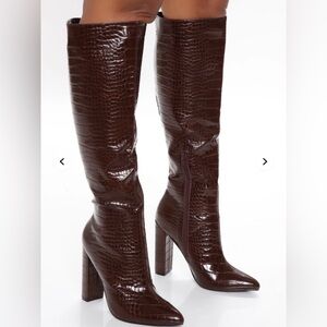 FashionNova Elegant Brown Knee-High Boots